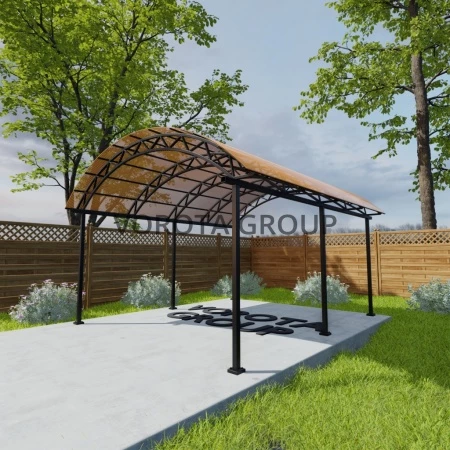 Арочный навес янтарного цвета, монолитный поликарбонат 6500*7000