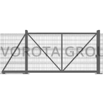 Откатные ворота на винтовых сваях Doorhan из серой сетки 3400x2400
